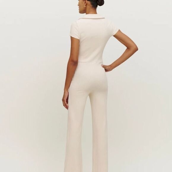 Reformation Leilani Cream Jumpsuit Short Sleeves Size XS - Picture 5 of 11